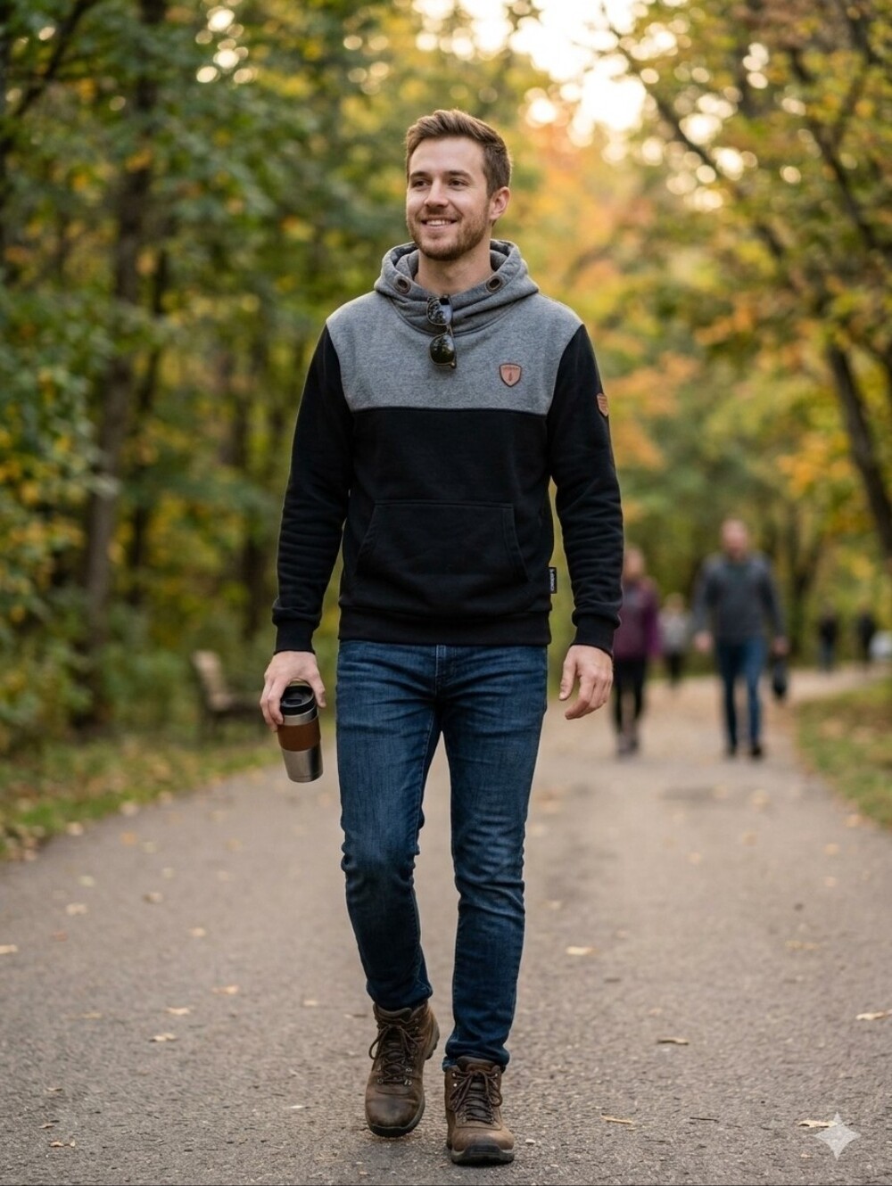 Wanakome Men's Two-Tone Grey and Black Pullover Hoodie